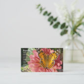 Carte De Visite Papillon sur une Zinnia rose (Debout devant)
