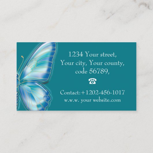 Carte De Visite Papillon turquoise (Dos)