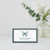 Carte De Visite Papillon Turquoise élégant moderne (Debout devant)