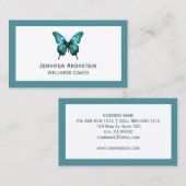 Carte De Visite Papillon Turquoise élégant moderne (Devant / Derrière)