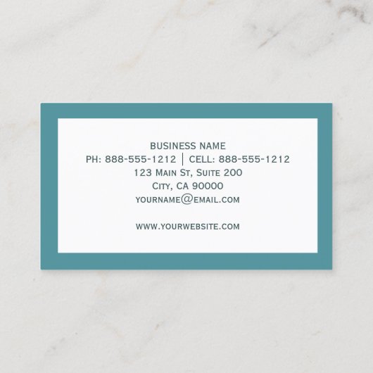 Carte De Visite Papillon Turquoise élégant moderne (Dos)