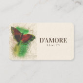 Carte De Visite Papillon vert d'aquarelle professionnel (Devant)