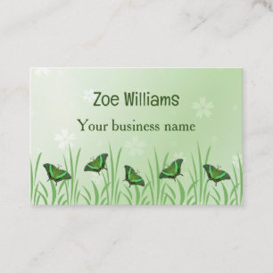 Carte De Visite Papillon vert sur vert clair -