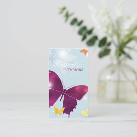 Carte De Visite Papillon violet bleu clair (Debout devant)