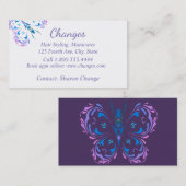 Carte De Visite Papillon violet classique cheveux et ongles person (Devant / Derrière)