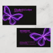 Carte De Visite Papillon Violet dans les Ténèbres (Devant / Derrière)