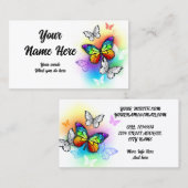 Carte De Visite Papillons arc-en-ciel Morpho et monarques (Devant / Derrière)