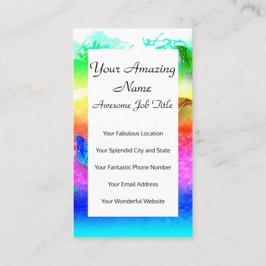 Carte De Visite Papillons arc-en-ciel peints (Dos)