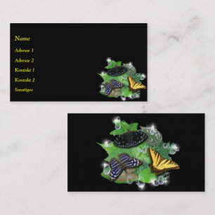 Carte De Visite Papillons avec Raindrops et Stars Feuille
