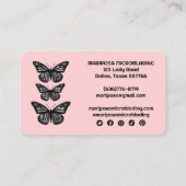 Carte De Visite Papillons Beauté Esthétique Salon Blush Rose (Dos)