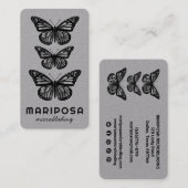 Carte De Visite Papillons Beauté Esthétique Salon Noir Blanc (Devant / Derrière)