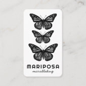 Carte De Visite Papillons Beauté Esthétique Salon QR Code BW (Devant)