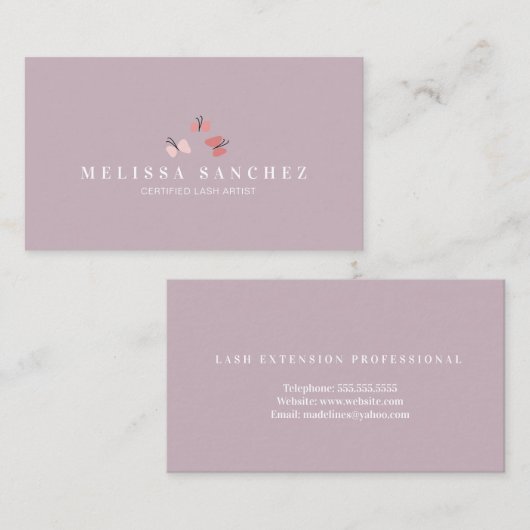 Carte De Visite Papillons Beauté Eyelashes Salon (Devant / Derrière)