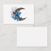 Carte De Visite Papillons bleus sur croissant en bois (Devant / Derrière)