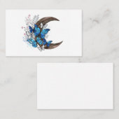 Carte De Visite Papillons bleus sur croissant en bois (Devant / Derrière)