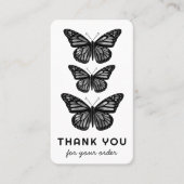 Carte De Visite Papillons Commande client Merci QR Code B&W (Devant)