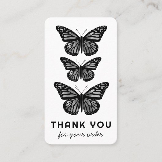 Carte De Visite Papillons Commande client Merci QR Code B&W (Devant)