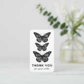 Carte De Visite Papillons Commande client Merci QR Code B&W (Debout devant)