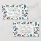 Carte De Visite Papillons d'aquarelle couleur blanche (Devant / Derrière)