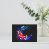 Carte De Visite Papillons de nuit Neon brillants sur arrière - pla (Debout devant)
