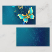 Carte De Visite Papillons d'or sur un Arrière - plan bleu (Devant / Derrière)
