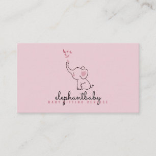 Carte De Visite Papillons éléphant rose