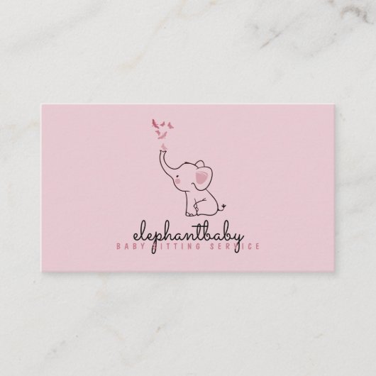 Carte De Visite Papillons éléphant rose (Devant)