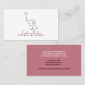 Carte De Visite Papillons éléphants rose (Devant / Derrière)