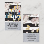 Carte De Visite Papillons et bandes de fleurs | Jeu de maquillage (Devant / Derrière)