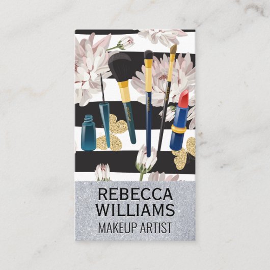 Carte De Visite Papillons et bandes de fleurs | Jeu de maquillage (Devant)