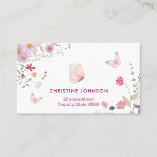 Carte De Visite papillons et fleurs