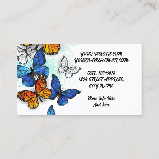 Carte De Visite Papillons Morpho et Monarques (Dos)