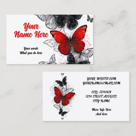 Carte De Visite Papillons Morpho et Monarques (Devant / Derrière)