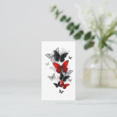 Carte De Visite Papillons noirs et rouges volants (Debout devant)