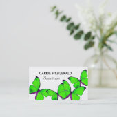 Carte De Visite Papillons verts, Belle, Salon de Beauté (Debout devant)