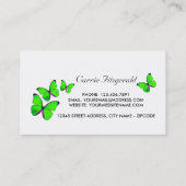 Carte De Visite Papillons verts, Belle, Salon de Beauté (Dos)