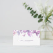 Carte de visite papillons violets aquarelle (Debout devant)