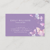 Carte de visite papillons violets aquarelle (Dos)