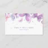 Carte de visite papillons violets aquarelle (Devant)