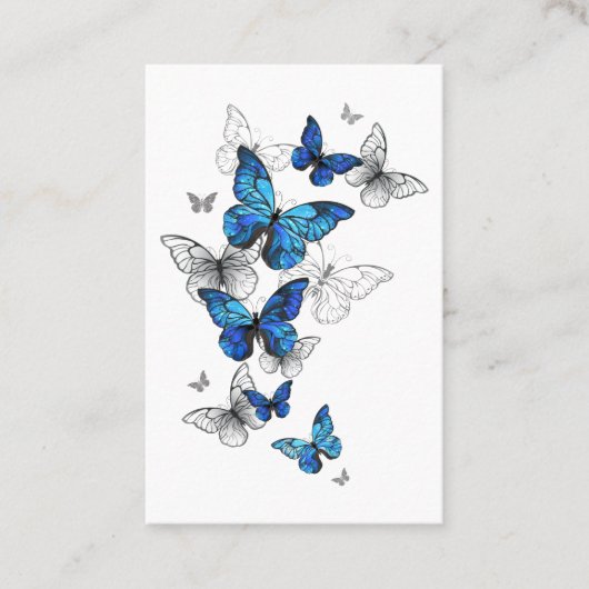 Carte De Visite Papillons volants bleus Morpho (Devant)
