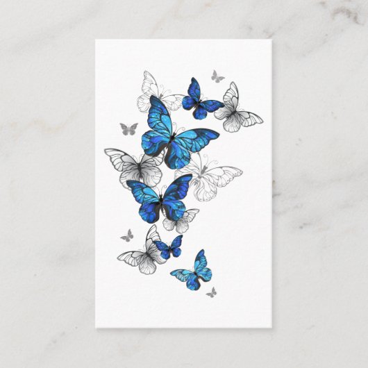 Carte De Visite Papillons volants bleus Morpho (Devant)
