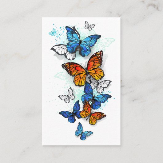 Carte De Visite Papillons volants Morpho et Monarch (Devant)