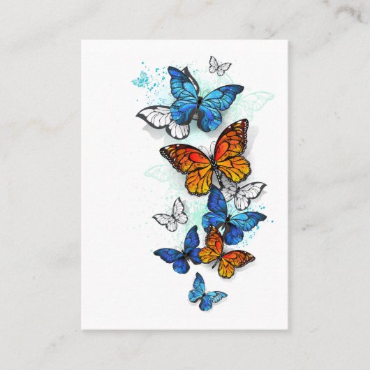 Carte De Visite Papillons volants Morpho et Monarch (Devant)
