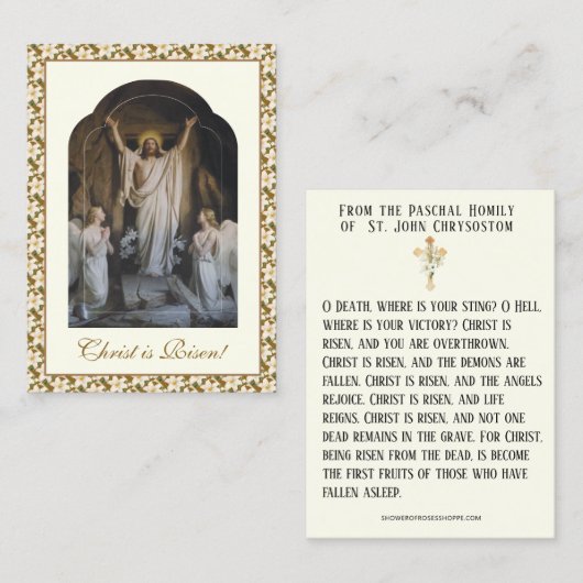 Carte De Visite Pâques Résurrection de la prière du Christ Pascal (Devant / Derrière)