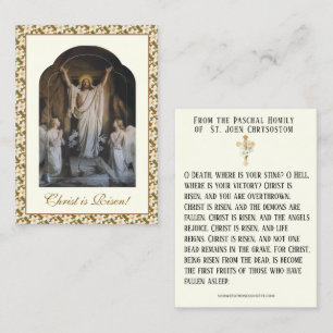 Carte De Visite Pâques Résurrection du Christ Prière Paschale