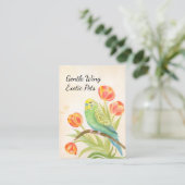 Carte De Visite Parakeet with Tulips Exotic Pets (Debout devant)