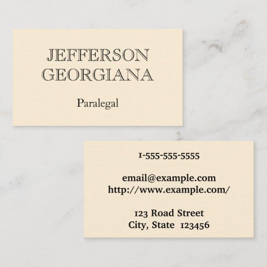 Carte de visite paralégal simple et simple (Devant / Derrière)