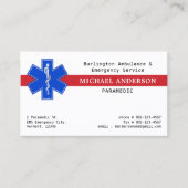 Carte De Visite Parameded EMS EMT Urgence Médicale Star Of Life (Devant)