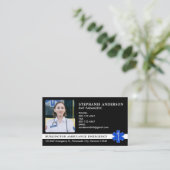 Carte De Visite Paramedic EMS EMT Urgence Ambulance Logo photo (Debout devant)