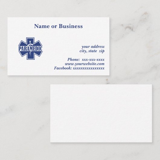 Carte De Visite Paramètre (Devant / Derrière)